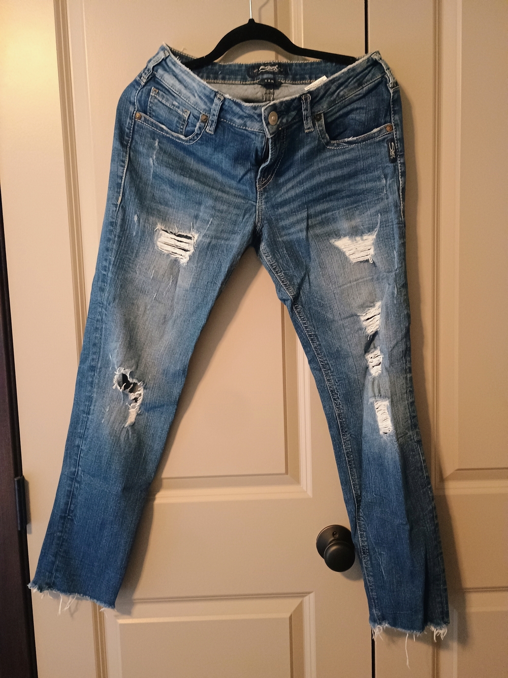 Silver Jeans Light Blue Boyfriend Ripped 28x26